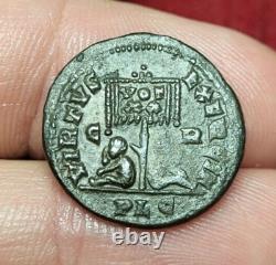 #06-38 Constantine I Nummus/follis Lyon PLG VIRTVS EXERCIT TRES RARE