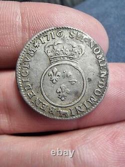 1/10 of the Green Ecu Vertugadin from Béarn 1716 Pau Louis XV Very Rare and Pedigreed