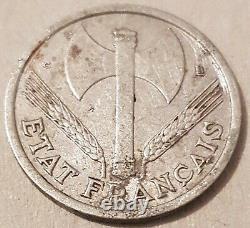1 Very Rare 1 En 1944 Petit C-c Du 50 Centimes Aluminium Bazor