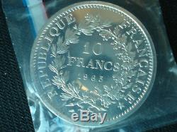 10 Francs Hercule 1965 Piefort Silver, Fdc, Very Rare