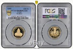 100 Francs Pantheon 1999 Be Gold. Very Rare. Pcgs Proof 68 Dc. 8.45 Grs