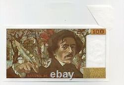 (1103) THREE RARE 100 FRANC BILL DELACROIX Fauté 1982