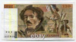 (1104) Very Rare Billet Of 100 Francs Delacroix Fauté 1982