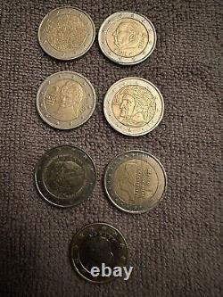 12 Very Rare 2 Euro Pieces for Collection with a 1 Euro Piece from Monaco