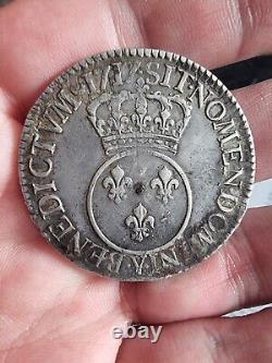 1717 Louis XV Bourges Green Vertugadin Ecu Very Rare New Flan R5