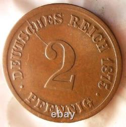 1875 H German Empire 2 Pfennig Very Rare Coin Trash #4