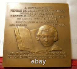 1931 VERY RARE BRONZE PLAQUE by LANDOWSKI MORAL SCIENCES INSTRUCTION