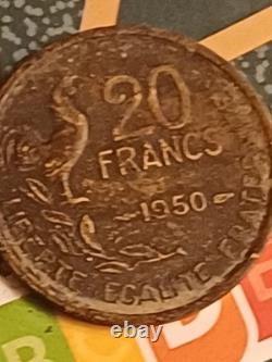 1950 20 Francs Rooster, 4 Sickles, Matte Finish, Very Rare