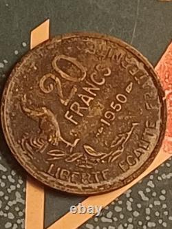 1950 20 Francs Rooster, 4 Sickles, Matte Finish, Very Rare