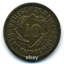 (1998) VERY RARE (R3) COIN OF 10 RENTENPFENNIG 1925 F (WEIMAR REPUBLIC)