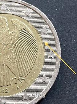 2 Euro Coin 2002 Very Rare Germany Eagle Letter A Misaligned Error