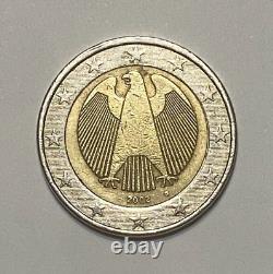 2 Euro Coin Germany 2002 Letter G + Coin with Defect VERY RARE