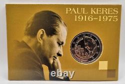 2 Euro Estonia 2016 Paul Keres Coincard Tres Rare