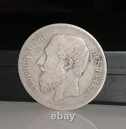 2 Francs Leopold II King of the Belgians in Silver 1866 Without the Cross Very Rare Wiener