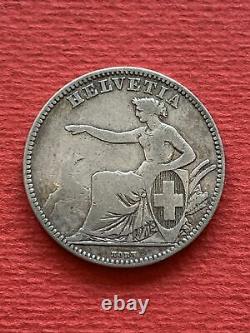 2 Swiss Francs Silver 1863, Very Beautiful Coin, Rare