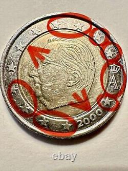 2 euro coin Belgium 2000 with very rare typographical errors