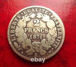 2 francs Cérés with legend 1871 K large K very rare