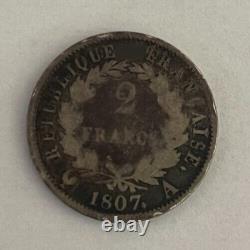 2 francs Napoleon I 1807 A very rare black head