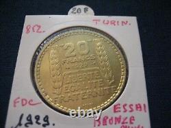 @ 20 Franc Turin Coin Year 1929 Test Very Rare @