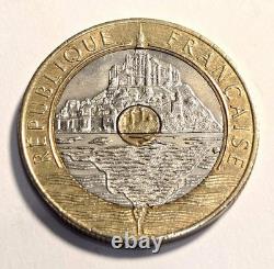 20 Francs Mont Saint-Michel 1992, open V, 4 reeded series! Very rare