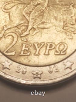 2002 Greece 2 Euro Coin with the S in the Star, very rare