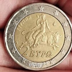 2002 Greek 2 Euro Coin VERY RARE with Printing Error S