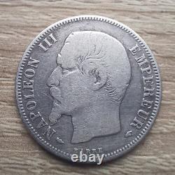 225-piece 1 franc (silver) Napoleon III bare head 1854, very rare