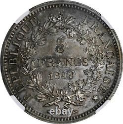 5 Francs 1849 Paris Flan Burnished Ngc Pf64 Proof Coin Flower Very Rare High Grade