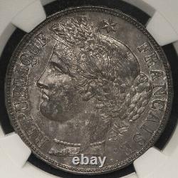 5 Francs Ceres Without Legend 1870 Bordeaux Ngc Ms63 More High Grade Very Rare