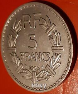 /// 5 Francs Lavrillier 1935 /// Spl / Fdc Very Rare In The State