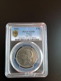 5 Francs Lavrillier 1936, very rare, highest grade