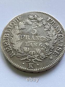 5 Francs Union and Strength Year 6 K very rare Directoire variety