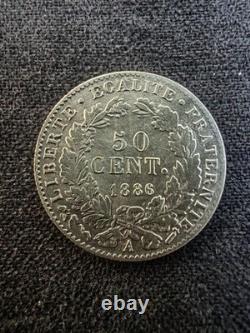 50 Centimes (silver) Ceres 1886 Very Rare & TTB Quality