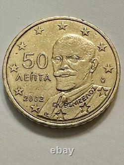 50 Euro Cent Coin 2002 Greece with F Very Rare