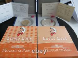 50 Euro Or Lucky Luke Be 2009 + 10 Euro Silver Lucky Luke Be 2009 Rare