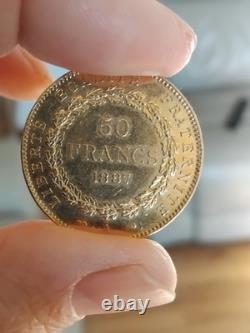 50 Franc Gold Coin Genius 1887 A 16.12 g Gold 301 Struck, Very Rare Coin