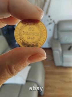 50 Franc Gold Coin Genius 1887 A 16.12 g Gold 301 Struck, Very Rare Coin