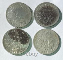 50-cent silver Semeuse coins, very rare