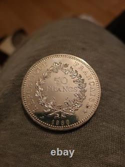 50 francs silver 1980 very good condition rare uncirculated very good condition