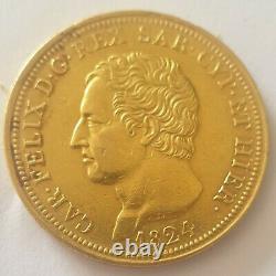 80 Lira Gold Italy, Oro Italia, Carlos Felice 1824 Genova P, Very Rare