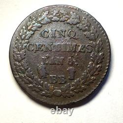 #9475 RARE 5 centimes AN 8/5 BB Strasbourg very rare beautiful quality