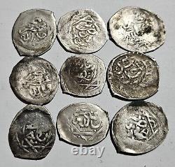 ALAOUI MOROCCO SET OF 9 SILVER DIRHAMS Very Rare DIFFERENT Dates and CITIES