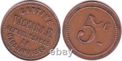 Algeria Souk-Ahras, Vaccaro Canteen, 5 cents, missing from Lecompte, Very Rare