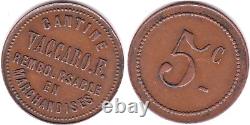 Algeria Souk-Ahras, Vaccaro Canteen, 5 cents, missing in Lecompte, Very Rare