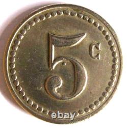 Algeria, Timezrit Mines 5 Centimes, in Nickel Silver, Unissued. Very Rare
