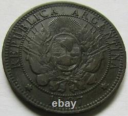 Argentina Very Rare 2 Centavos 1887