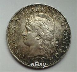 Argentine Peso A Very Nice Piece Silver 1882 (libertad / Bonnet) Tbe Rare