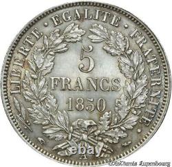 B1863 France Very Rare 5 Francs Cérès 1850 A Paris Silver Splendid FDC! -MO