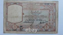Banknote Bill 1 Book Bank Of Syria Overload Liban 1939 Very Rare Ww2