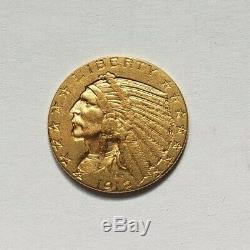 Beautiful And Rare Piece Of $ 5 Indian Gold 1912 Philadelphia